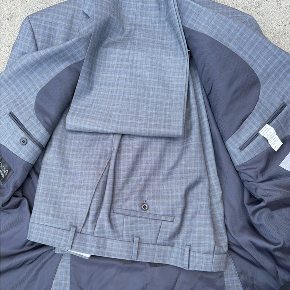 MICHAEL KORS MEN Classic Fit Wool Blend Stretch Suit Jacket PANTS SET PLAID BLUE - Picture 14 of 16